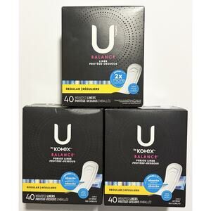 U by Kotex Balance Pantiliners Regular 40 Ct Wrapped Liners Lot of 3 120 Total